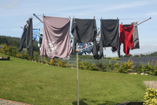 Load image into Gallery viewer, clothesline loaded with laundry